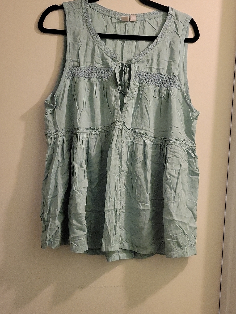 Melrose and Market Mint Green Sleeveless Smocked Tie-Front Tank